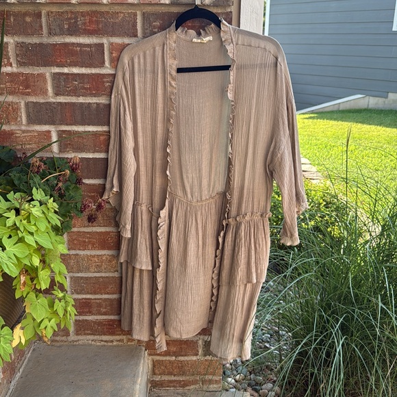 EASEL Ladies M Tan Dolman Sleeve Open Cardigan Casual Resort Wear Duster/Kimono - Picture 2 of 8